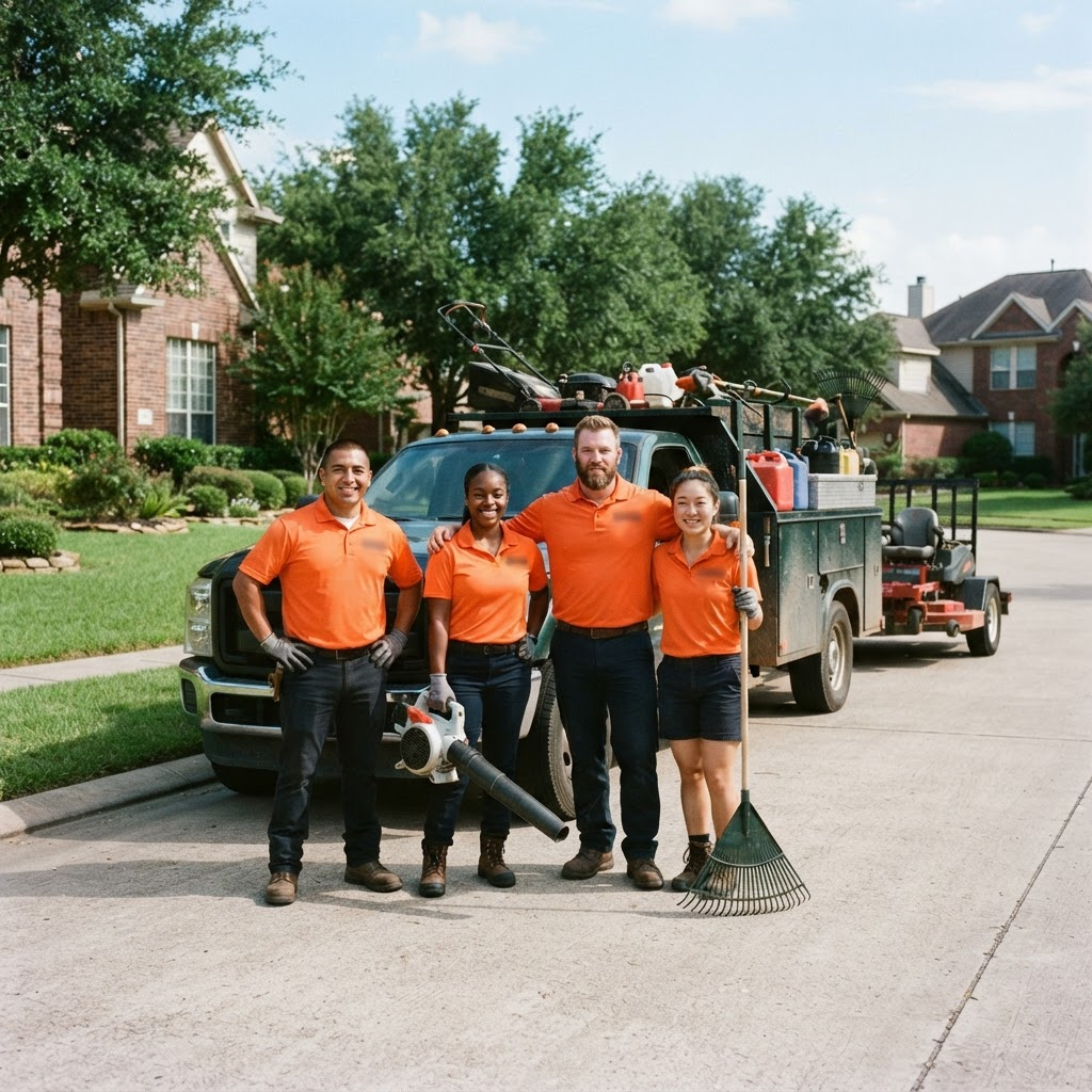 The Summit Lawns crew in front of a work truck